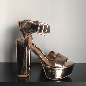 Rose gold platform heels